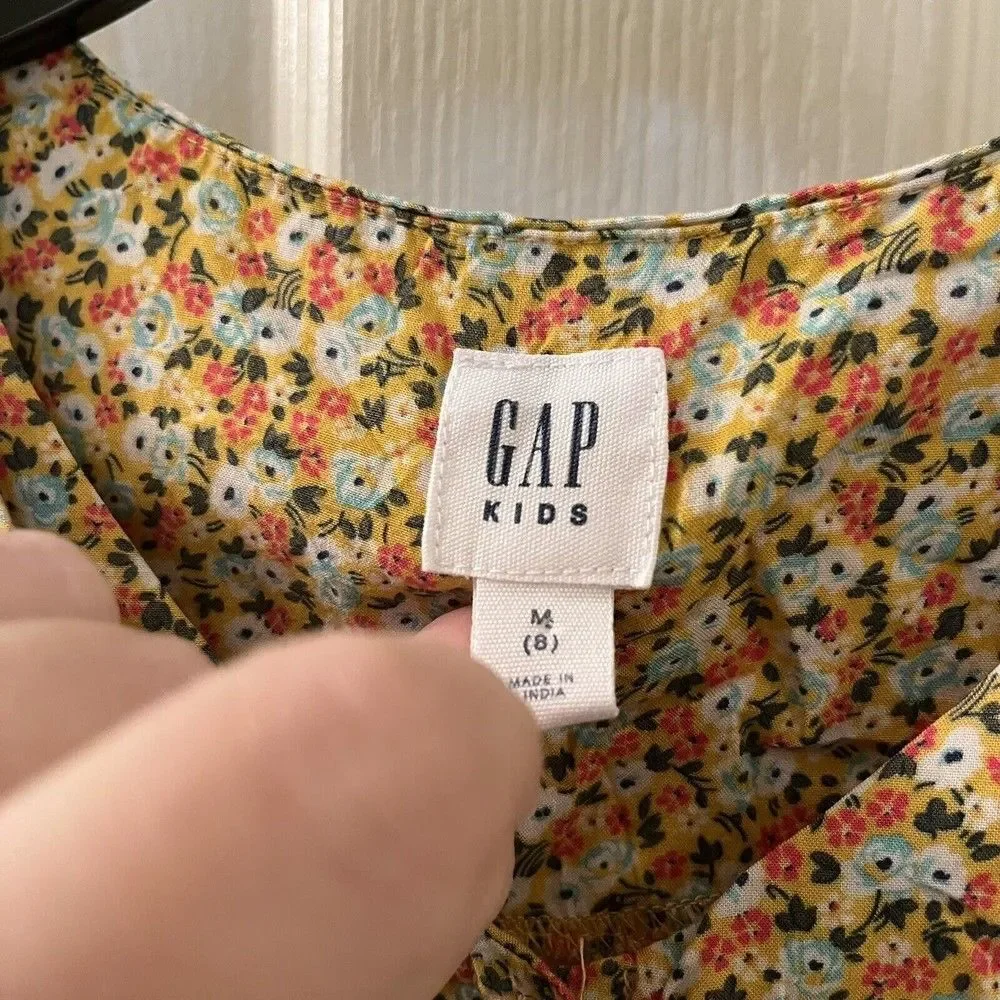 Gap Kids Mustard Yellow Floral Romper 3/4 Sleeve Girls Size Medium 8